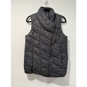 Nicole Miller Puffer Vest Womens Small Charcoal Pockets Zip Quilted Travel